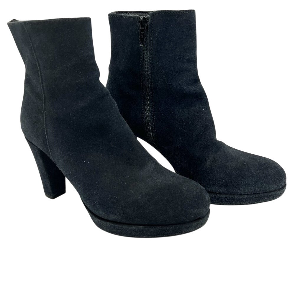 La Canadienne Monacco‎ Waterproof Black Suede Platform Bootie Size 6.5M